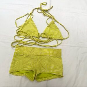 NWOT Frankie’s Bikinis Yuma Yellow Polka Dot Bikini Set